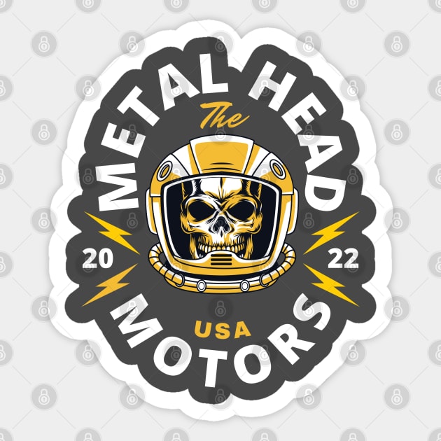 Metal Head Motors - Lightning Helmet Sticker by Nimrod Funk